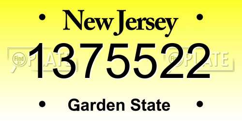 1375522 New Jersey License Plate
