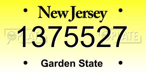 1375527 New Jersey License Plate