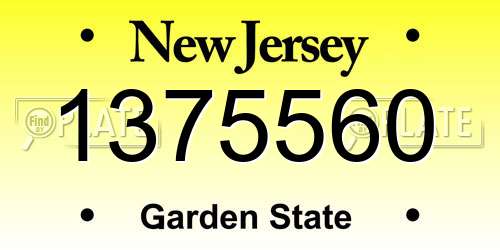 1375560 New Jersey License Plate