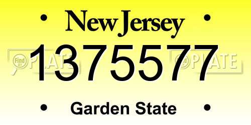 1375577 New Jersey License Plate