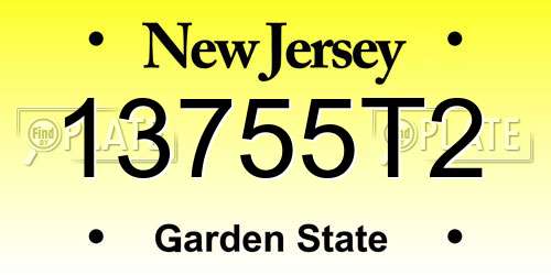 13755T2 New Jersey License Plate