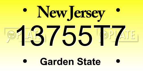13755T7 New Jersey License Plate