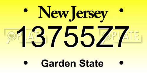 13755Z7 New Jersey License Plate