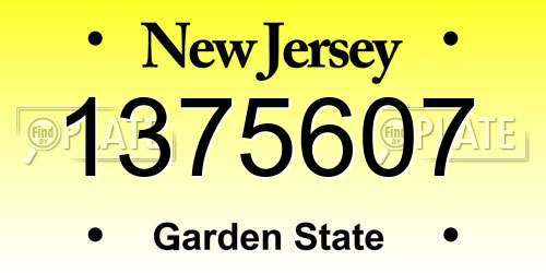 1375607 New Jersey License Plate