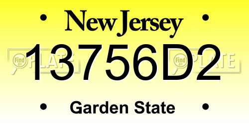 13756D2 New Jersey License Plate