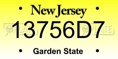 13756D7 New Jersey License Plate