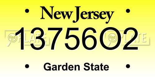 13756O2 New Jersey License Plate