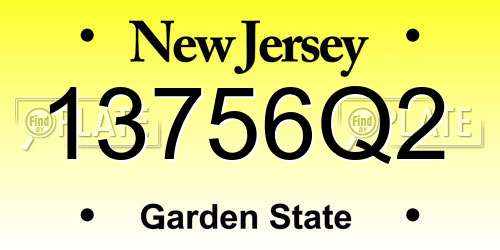 13756Q2 New Jersey License Plate
