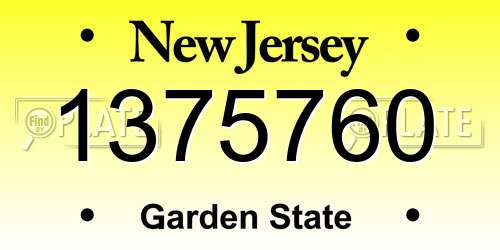 1375760 New Jersey License Plate