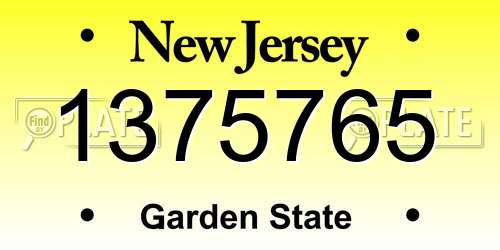 1375765 New Jersey License Plate