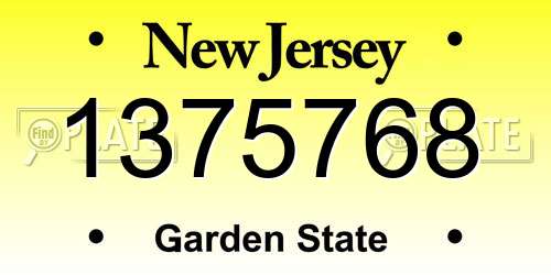 1375768 New Jersey License Plate