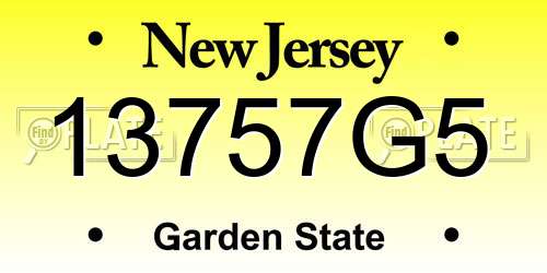 13757G5 New Jersey License Plate