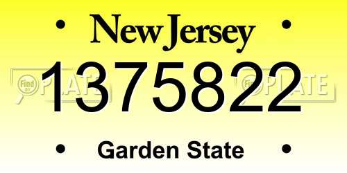 1375822 New Jersey License Plate