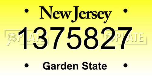 1375827 New Jersey License Plate
