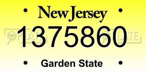 1375860 New Jersey License Plate
