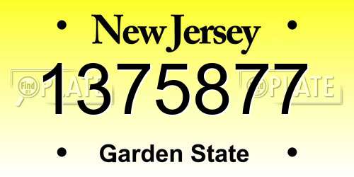 1375877 New Jersey License Plate