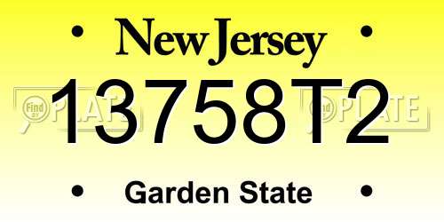 13758T2 New Jersey License Plate
