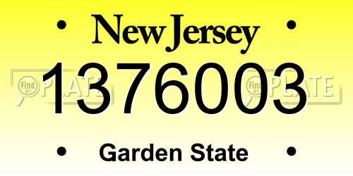 1376003 New Jersey License Plate
