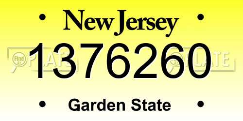 1376260 New Jersey License Plate