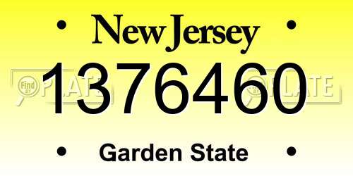 1376460 New Jersey License Plate
