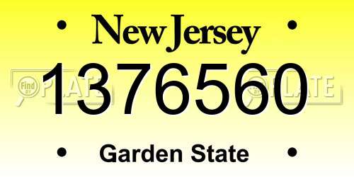 1376560 New Jersey License Plate