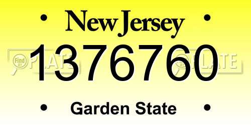 1376760 New Jersey License Plate