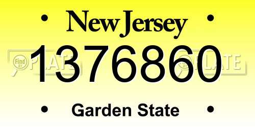 1376860 New Jersey License Plate