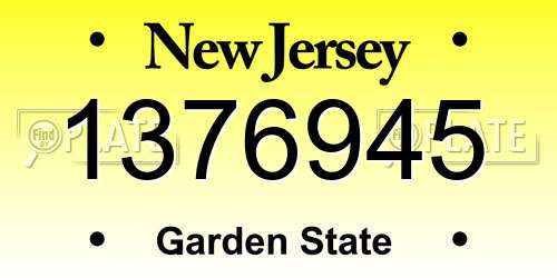 1376945 New Jersey License Plate