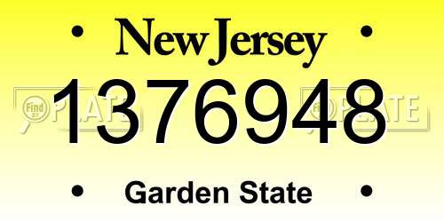1376948 New Jersey License Plate