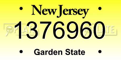 1376960 New Jersey License Plate