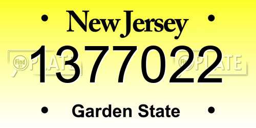 1377022 New Jersey License Plate