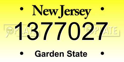 1377027 New Jersey License Plate