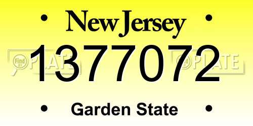1377072 New Jersey License Plate