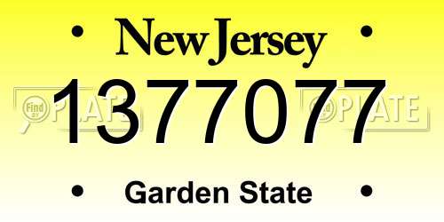 1377077 New Jersey License Plate