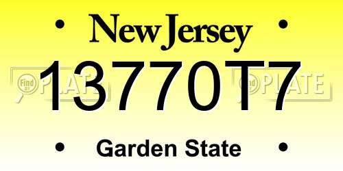 13770T7 New Jersey License Plate
