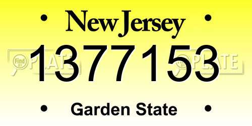 1377153 New Jersey License Plate