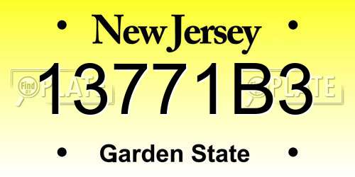 13771B3 New Jersey License Plate