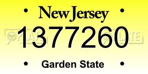 1377260 New Jersey License Plate
