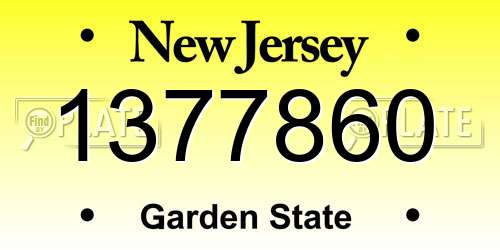 1377860 New Jersey License Plate