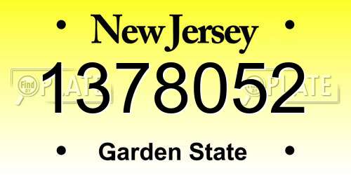 1378052 New Jersey License Plate