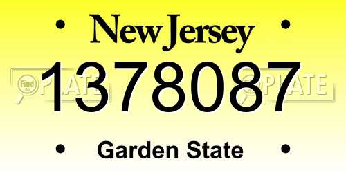 1378087 New Jersey License Plate