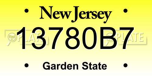 13780B7 New Jersey License Plate