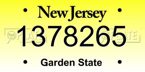 1378265 New Jersey License Plate