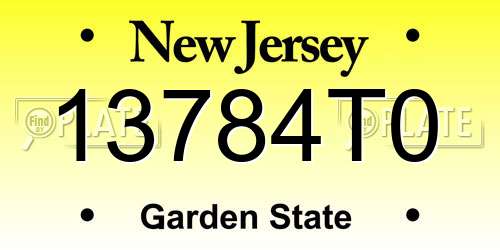 13784T0 New Jersey License Plate