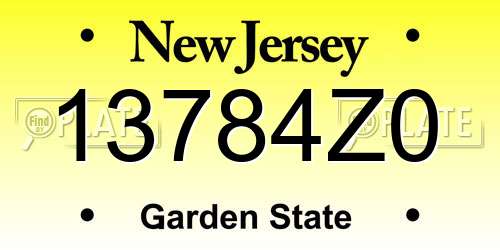 13784Z0 New Jersey License Plate