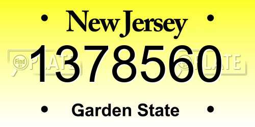 1378560 New Jersey License Plate