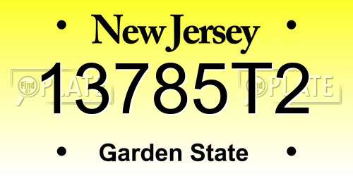 13785T2 New Jersey License Plate