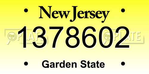 1378602 New Jersey License Plate