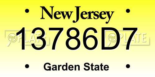13786D7 New Jersey License Plate
