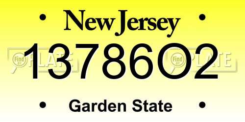 13786O2 New Jersey License Plate